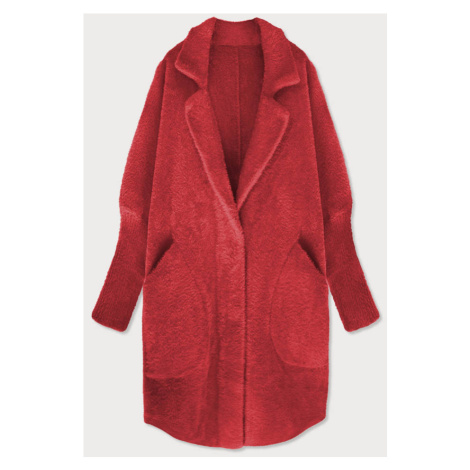 Dlhý červený vlnený prehoz cez oblečenie typu "Alpaka" (7108) Červená Made in Italy