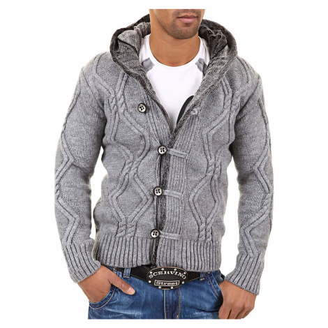 Pánsky pletený sveter na gombíky Carisma/Behype model 7013 - Svetlo šedá