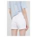 Rifľové krátke nohavice Pepe Jeans Mary Short dámske, biela farba, jednofarebné, vysoký pás