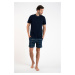 Men's pyjamas Ruben, short sleeves, shorts - navy blue/print