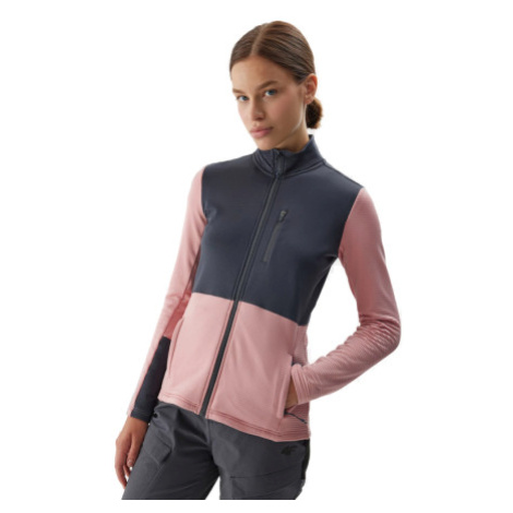 Dámska turistická mikina so zipsom 4F FLEECE-AW23TFLEF142-56S-LIGHT PINK