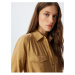 Koton Viscose Oversize Shirt with Flap Pocket Detail Textured Long Sleeves