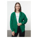 Trendyol Emerald Green Hooded Oversize/Wide Fit Zippered Inside Fleece Knitted Sweatshirt