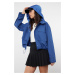 Trendyol Blue Oversize Molded Thin Jacket Coat