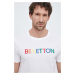 Bavlnené tričko United Colors of Benetton biela farba, s potlačou