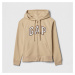 Mikina GAP Logo Full Zip Hoodie Travertine