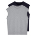 Trendyol Basic Navy Blue-Grey 2-Pack Oversize/Wide-Fit Cotton Sleeveless T-Shirt/One-Piece