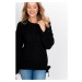 Women's knitted sweater with bows - black