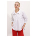 Bigdart 20215 Wide-Fit Striped Oversize Shirt - White