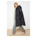 Trendyol Black-Stone Oversize Hooded Coat