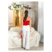 Sexi top Koucla Velvet Look s detailmi stuhy white Einheitsgroesse