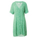 Monki Letné šaty  trávovo zelená / biela