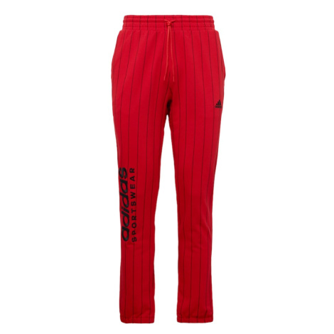 ADIDAS SPORTSWEAR Športové nohavice 'Pinstripe Fleece'  červená / čierna