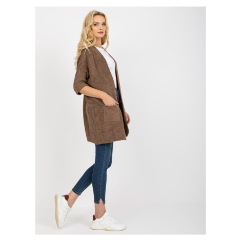 Brown Knitted Cardigan RUE PARIS with 3/4 sleeves