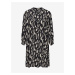 Fransa Cream-Black Patterned Shirt Dress with Three-Quarter Sleeves Fra - Women