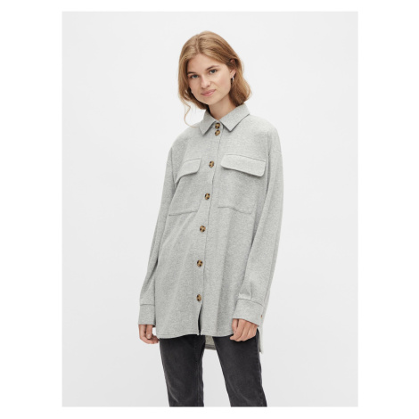 Light Grey Women's Oversize Shirt Jacket Pieces Chilli - Women's