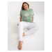 Women's pistachio cotton T-shirt with large print