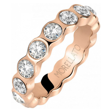 Morellato Pozlátený oceľový prsteň s čírymi kryštálmi Cerchi SAKM39 52 mm