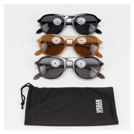 Urban Classics Sunglasses Kalimantam 3-Pack čierne / šedé / hnedé
