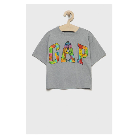 Detské tričko GAP šedá farba, s potlačou