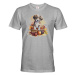 Roztomilé pánské tričko s potlačou psíka v košíku