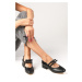 Mio Gusto Britney Black Color Blunt Toe Women's Low Heeled Shoes