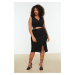 Trendyol Curve Black Slit Detailed Knitted Two Piece Set