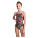 Arena girls swimsuit lightdrop back allover freak rose/black/multi 5xs