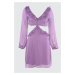 Trendyol fialový zotrvačník detailné šifónové šaty