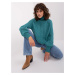 Turquoise cable knit turtleneck sweater
