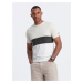 Ombre Men's tricolor T-shirt with wide stripes - white