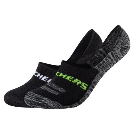 ČIERNE NÍZKE PONOŽKY - 2 PÁRY SKECHERS 2PPK MESH VENTILATION FOOTIES SOCKS SK44008-9997