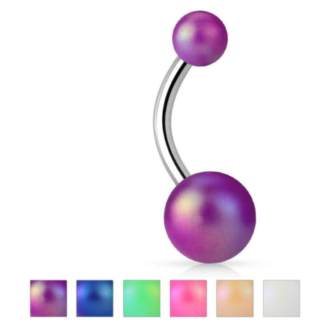 Piercing do bruška striebornej farby, oceľ 316L, farebné perleťové guličky - Farba piercing: Zel
