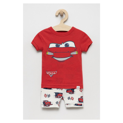 Detské bavlnené pyžamo GAP červená farba, s potlačou
