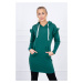 Dress with decorative ruffles and a hood of green