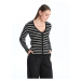 LC Waikiki V-Neck Striped Long Sleeve Women's Knitwear Cardigan