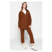 Trendyol Brown Oversize Zippered Hooded Cardigan Knitted Tracksuit