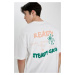 DEFACTO Comfort Fit Crew Neck Back Printed Short Sleeve T-Shirt