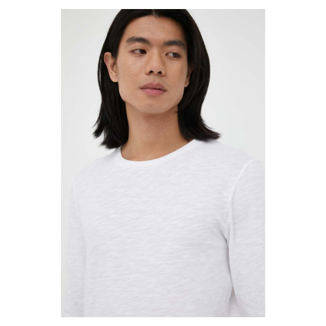 Bavlnené tričko s dlhým rukávom American Vintage T-SHIRT ML COL ROND biela farba, jednofarebný, 