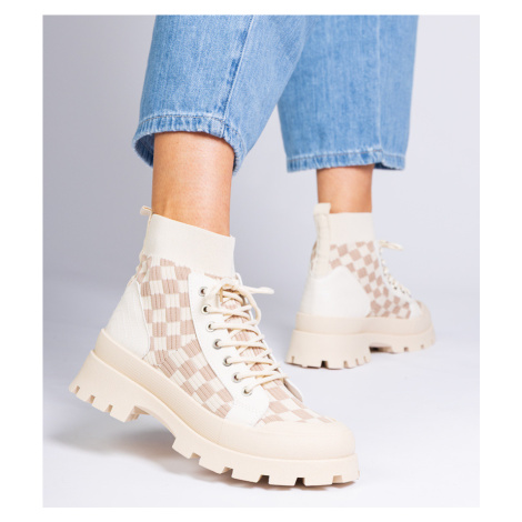 marka niezdefiniowana Beige platform sneaker boots Sarida