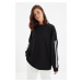 Trendyol Black Stripe Detailed Oversize/Wide Fit Thin Knitted Sweatshirt