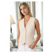 10202 Dewberry Crop Woven Women Vest-CREAM