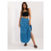 Blue summer skirt with knitted belt