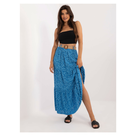 Blue summer skirt with knitted belt