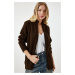 Happiness İstanbul Women's Brown Zippered Knitwear Cardigan