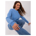 Blue women's classic sweater with patterns