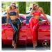 Sexy Koucla Highwaist Latex look pants with zip red