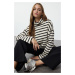 Trendyol Ecru*001 Turtleneck Oversize/Wide Pattern Knitted Sweatshirt