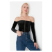 Trendyol Black Carmen Collar Corduroy Blouse