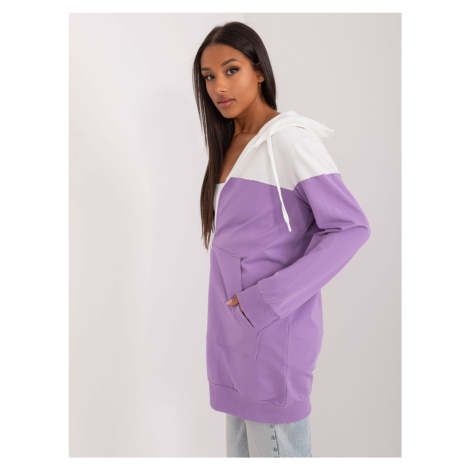 Mikina Ecru-purple basic dlhá s kapucňou